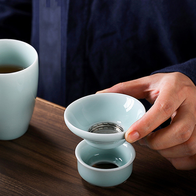 Zestaw ceramicznych naczyń do herbaty chińskiej: czajniczek gaiwan, filiżanki i naczynie na herbatę (9 sztuk) - Wianko - 7