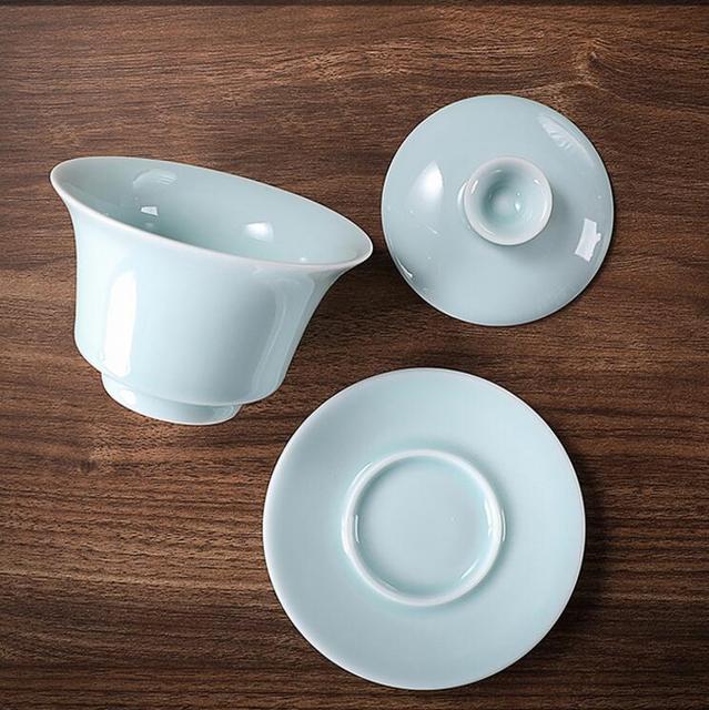 Zestaw ceramicznych naczyń do herbaty chińskiej: czajniczek gaiwan, filiżanki i naczynie na herbatę (9 sztuk) - Wianko - 9