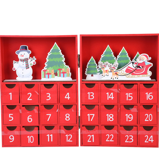 Adwentowy kalendarz drewniany domek dekoracja stołu dla dzieci z drobnymi upominkami - Wianko - 12