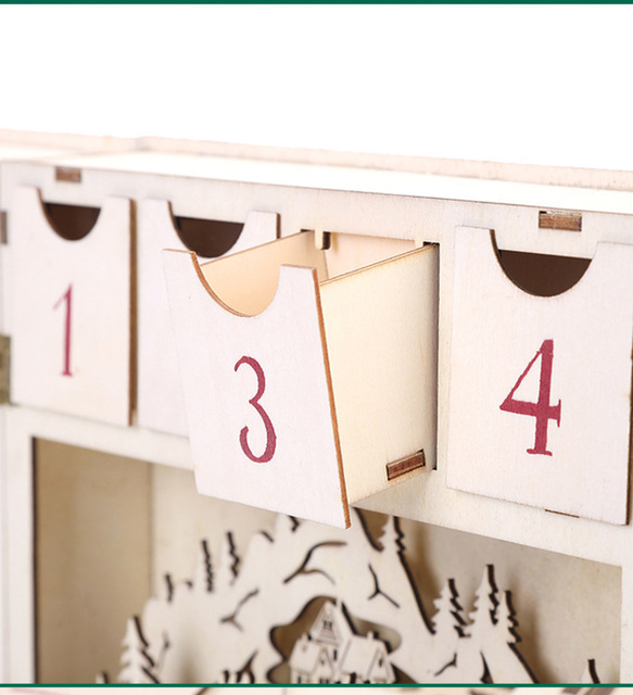 Adwentowy kalendarz drewniany domek dekoracja stołu dla dzieci z drobnymi upominkami - Wianko - 10