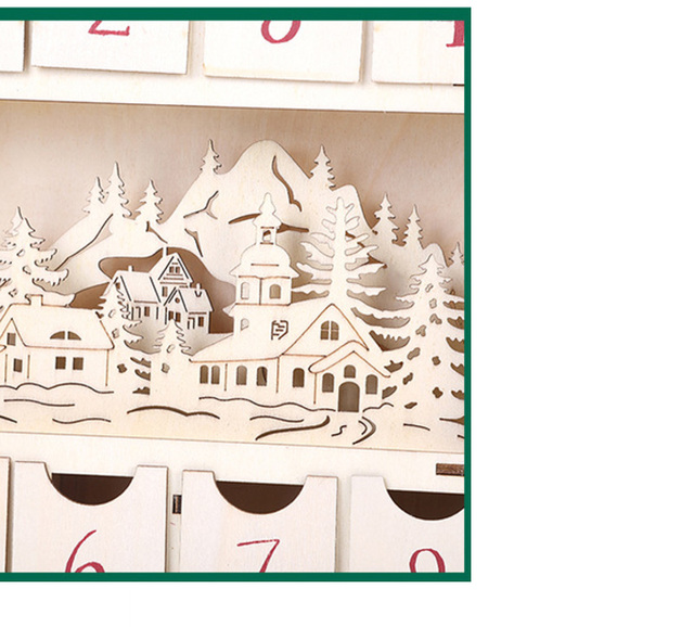 Adwentowy kalendarz drewniany domek dekoracja stołu dla dzieci z drobnymi upominkami - Wianko - 3