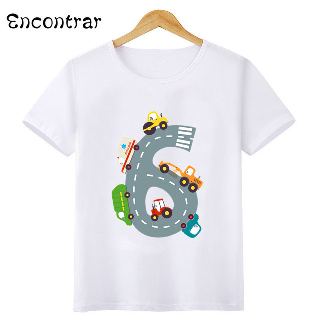 Koszulka dla chłopca z różnymi nadrukami samochodów na urodziny: 1-10 lat - Wianko - 9