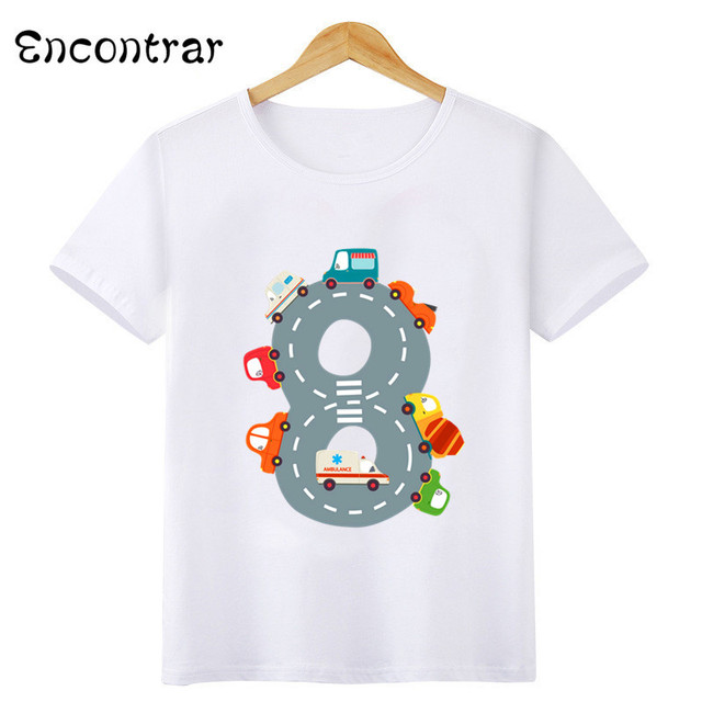 Koszulka dla chłopca z różnymi nadrukami samochodów na urodziny: 1-10 lat - Wianko - 11