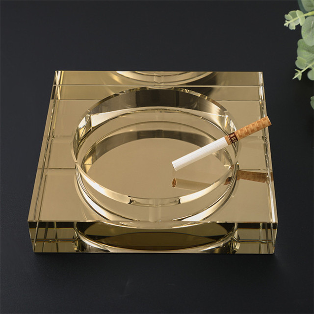 Popielniczka kryształowa przenośna, kwadratowa, hotelowa z uchwytem na papierosy, prezent dla chłopaka - Wianko - 6