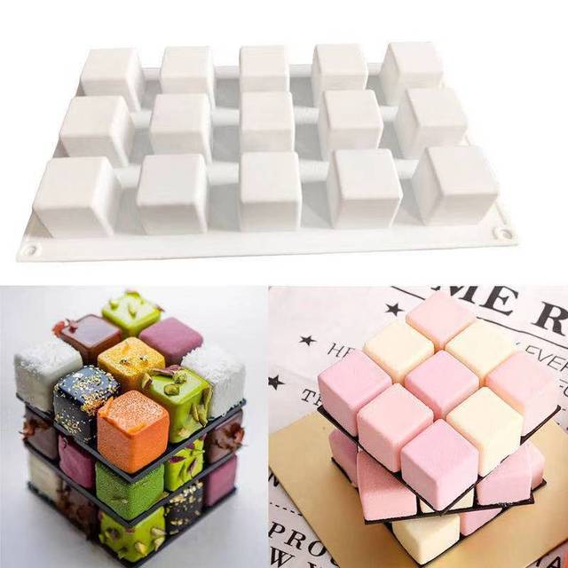 Forma do ciasta DIY Handmade - 8/15 wnęk kwadratowych, kostka Rubika, do pieczenia ciasta i czekolady - Wianko - 3