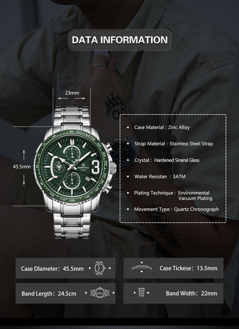 NAVIFORCE Luksusowy zegarek męski wielofunkcyjny zegarek kwarcowy wojskowy wodoodporny - Wianko - 3