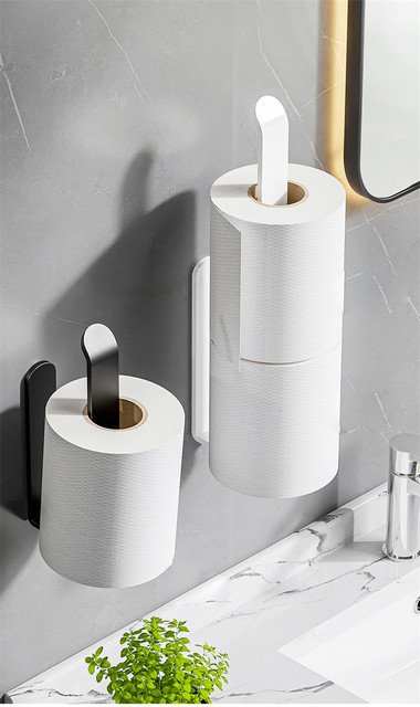 Uchwyt ścienny na papier toaletowy i ręcznik, półka na akcesoria łazienkowe - Wianko - 3