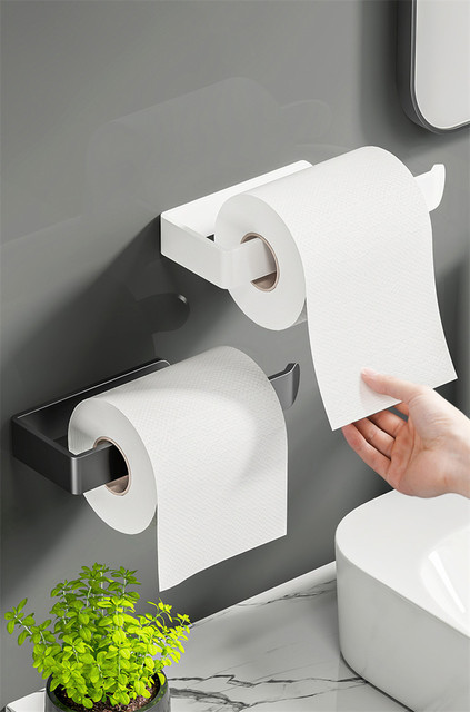 Uchwyt ścienny na papier toaletowy i ręcznik, półka na akcesoria łazienkowe - Wianko - 1