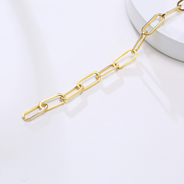 Bransoletka łańcuszkowa ze stali nierdzewnej - złoty kolor, prostokątny spinacz z kablem, dla kobiet i dziewcząt - Wianko - 20