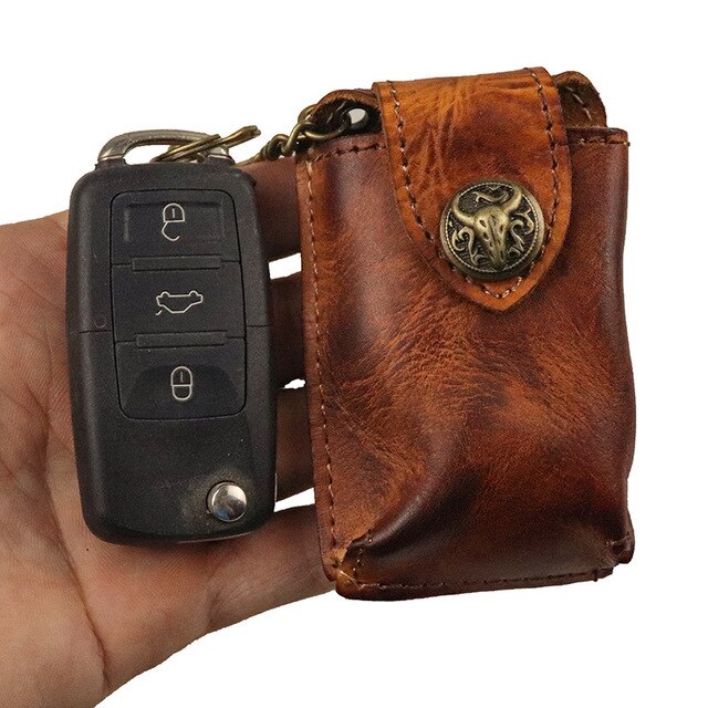 Skórzana obudowa kluczyka do samochodu marki Bull w kształcie czaszki Mini – uchwyt pas samochodowy dla mężczyzn i kobiet - Wianko - 12