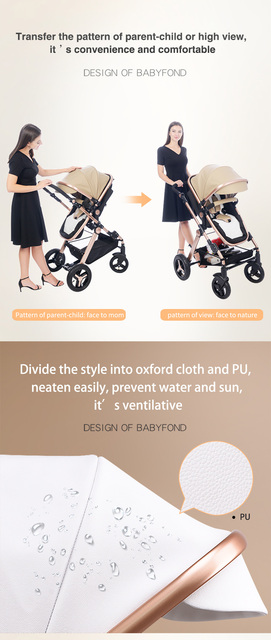 Wysoki krajobrazowy wózek dziecięcy Babyfond 5w1 z podwoziem z aluminium i wodoodporną tapicerką PU - Wianko - 11