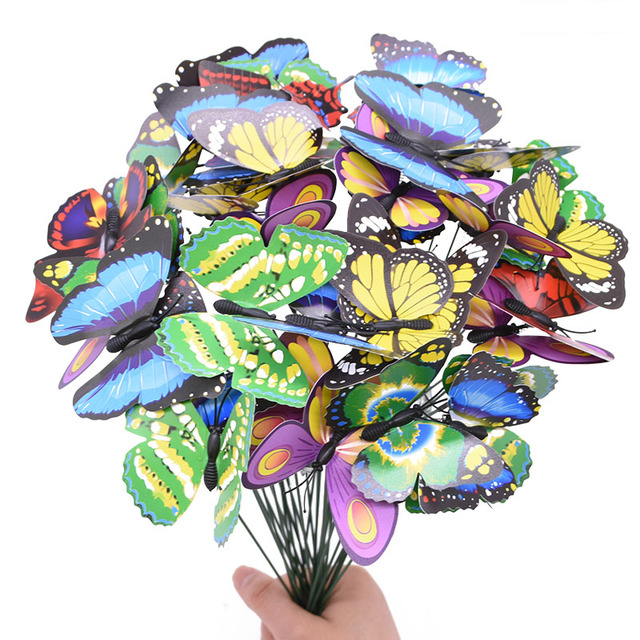 Paliki ozdobne do ogrodu - 10/20 sztuk motylowych kwiatów w różnych kolorach - dekoracyjne sadzarki do wnętrz i ogrodnictwa - Wianko - 17