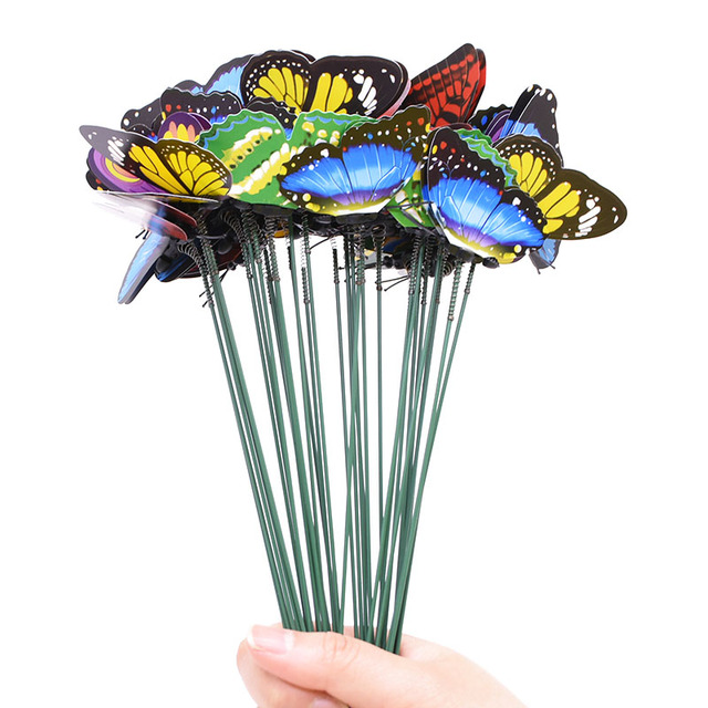 Paliki ozdobne do ogrodu - 10/20 sztuk motylowych kwiatów w różnych kolorach - dekoracyjne sadzarki do wnętrz i ogrodnictwa - Wianko - 14