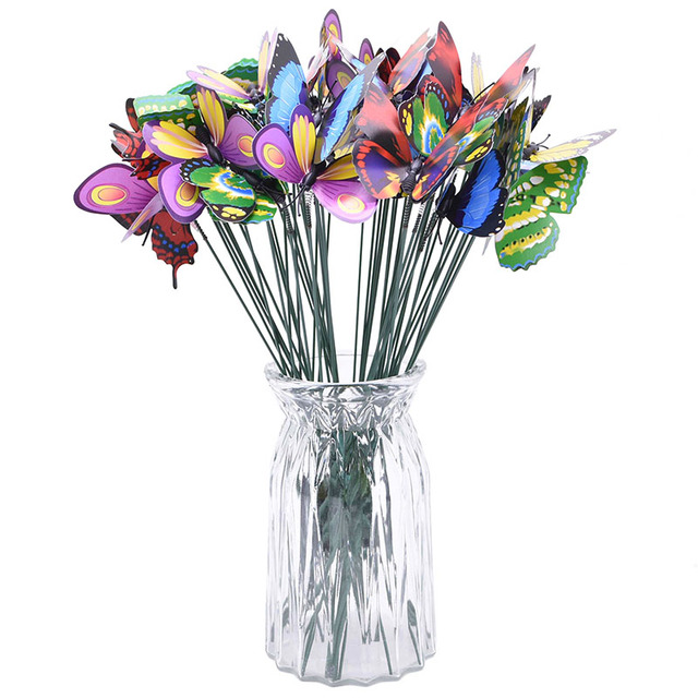 Paliki ozdobne do ogrodu - 10/20 sztuk motylowych kwiatów w różnych kolorach - dekoracyjne sadzarki do wnętrz i ogrodnictwa - Wianko - 8