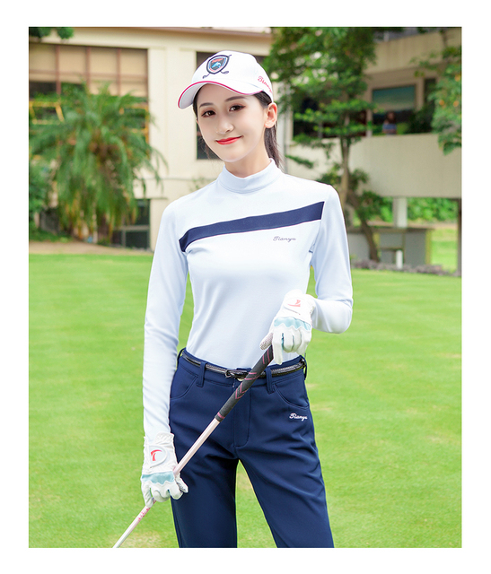Kołnierzowa koszulka golfowa damska z długim rękawem - jesienno-zimowa, aksamitna, milkowy jedwab - Rozmiary Plus - Wianko - 3
