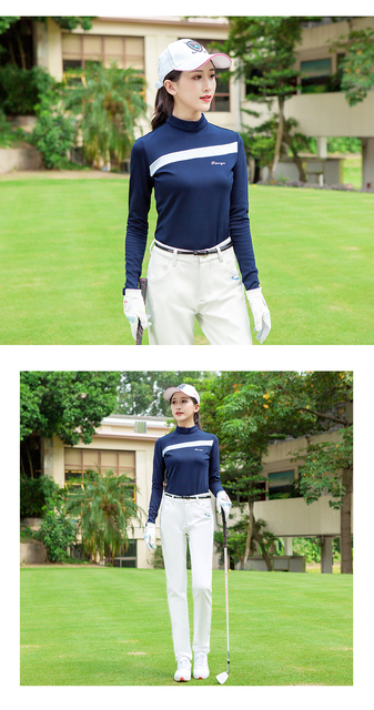 Kołnierzowa koszulka golfowa damska z długim rękawem - jesienno-zimowa, aksamitna, milkowy jedwab - Rozmiary Plus - Wianko - 12