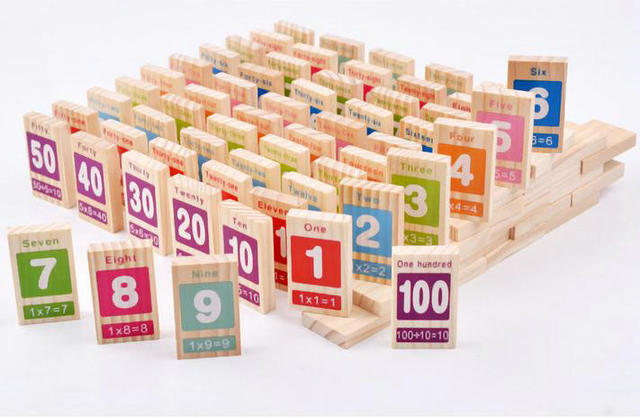 Domino drewniane bloki cyfrowe - zestaw 100 sztuk do nauki dodawania i odejmowania - pomoce naukowe dla dzieci - Wianko - 5