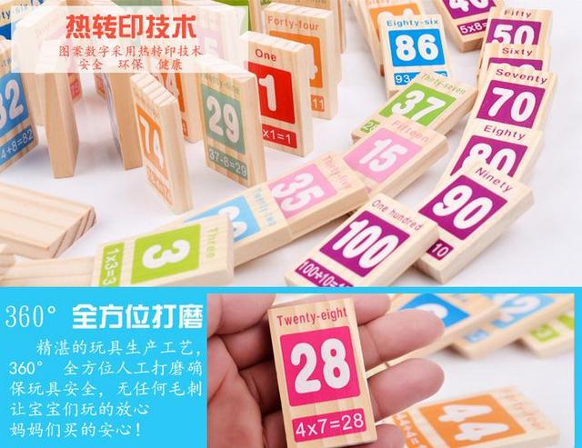 Domino drewniane bloki cyfrowe - zestaw 100 sztuk do nauki dodawania i odejmowania - pomoce naukowe dla dzieci - Wianko - 10