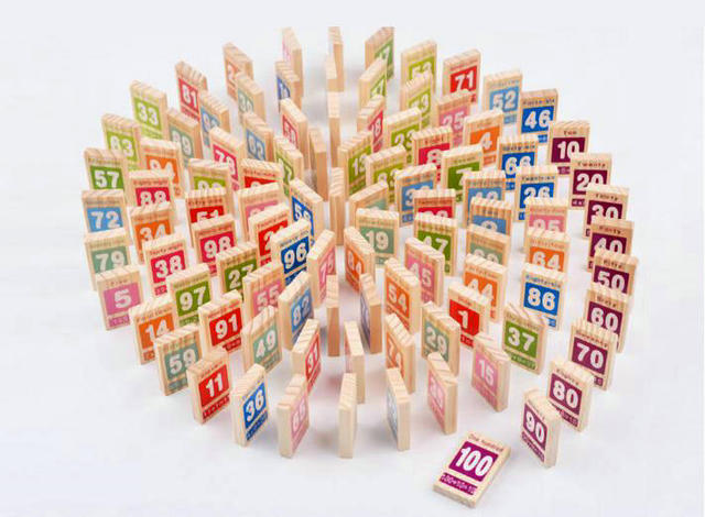 Domino drewniane bloki cyfrowe - zestaw 100 sztuk do nauki dodawania i odejmowania - pomoce naukowe dla dzieci - Wianko - 7