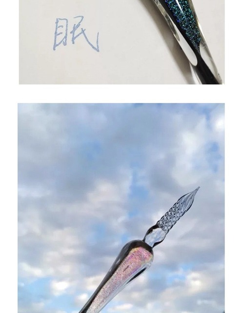 Kreatywne pióro do kaligrafii z ręcznie wykonanym gwieździstym wzorem na szkle - uroczy prezenty, wieczne pióro z możliwością zanurzania w tuszu - Wianko - 16