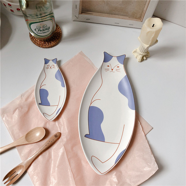 Japońska płyta z dekoracyjnym motywem kota LadyCC 2021 – nowość, wykwintne naczynie stołowe - Wianko - 3