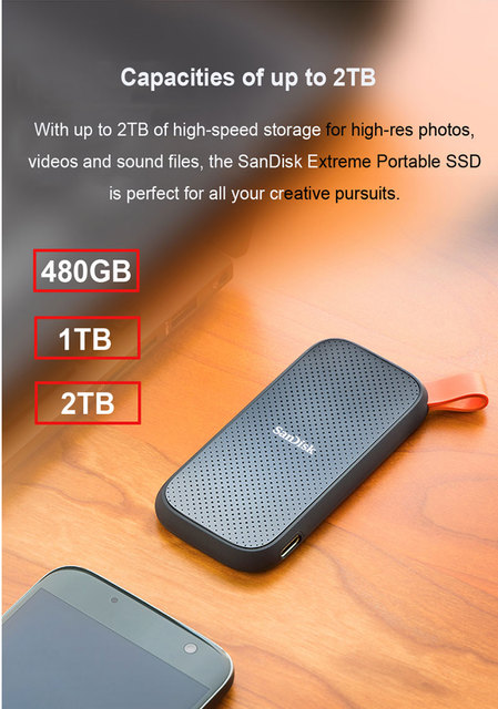 Dysk twardy SanDisk E30 E60 SSD USB3.1 480GB-2TB, typ C - Wianko - 4