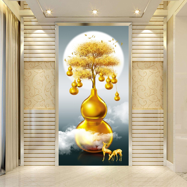 Obraz dekoracyjny chińskiego stylu Wufu Linmen - wysokiej jakości malowanie na ścianę do salonu lub korytarza - Wianko - 16