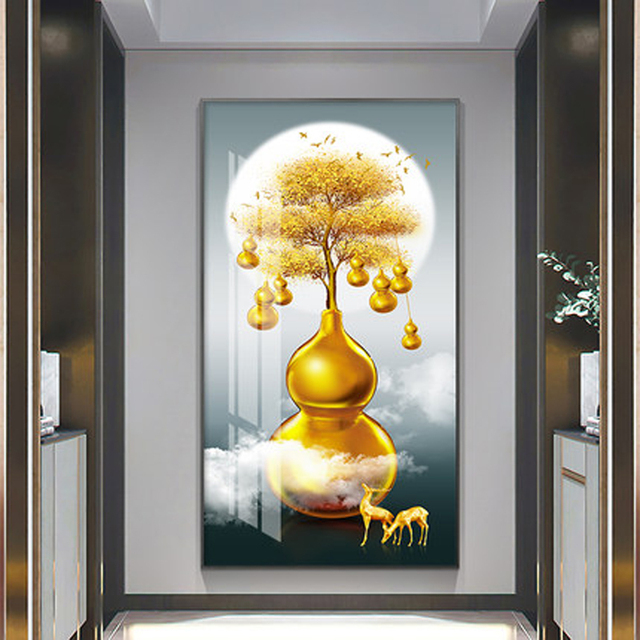Obraz dekoracyjny chińskiego stylu Wufu Linmen - wysokiej jakości malowanie na ścianę do salonu lub korytarza - Wianko - 17