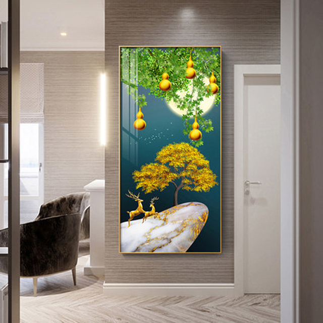 Obraz dekoracyjny chińskiego stylu Wufu Linmen - wysokiej jakości malowanie na ścianę do salonu lub korytarza - Wianko - 9