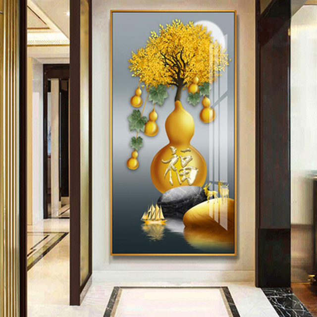 Obraz dekoracyjny chińskiego stylu Wufu Linmen - wysokiej jakości malowanie na ścianę do salonu lub korytarza - Wianko - 5