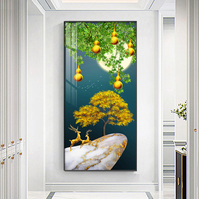 Obraz dekoracyjny chińskiego stylu Wufu Linmen - wysokiej jakości malowanie na ścianę do salonu lub korytarza - Wianko - 8