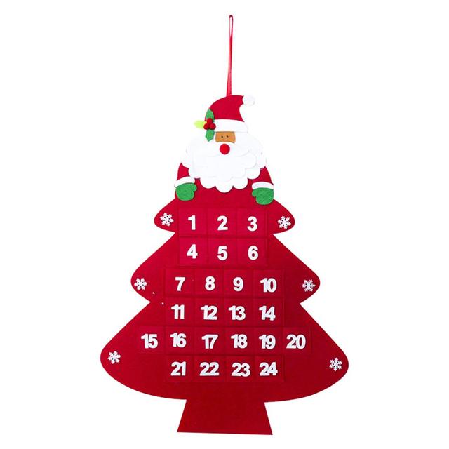 Kalendarz adwentowy w kształcie choinki z drzwiami, ścienny, ozdobiony wisiorkami na świąteczne dekoracje - Wianko - 6