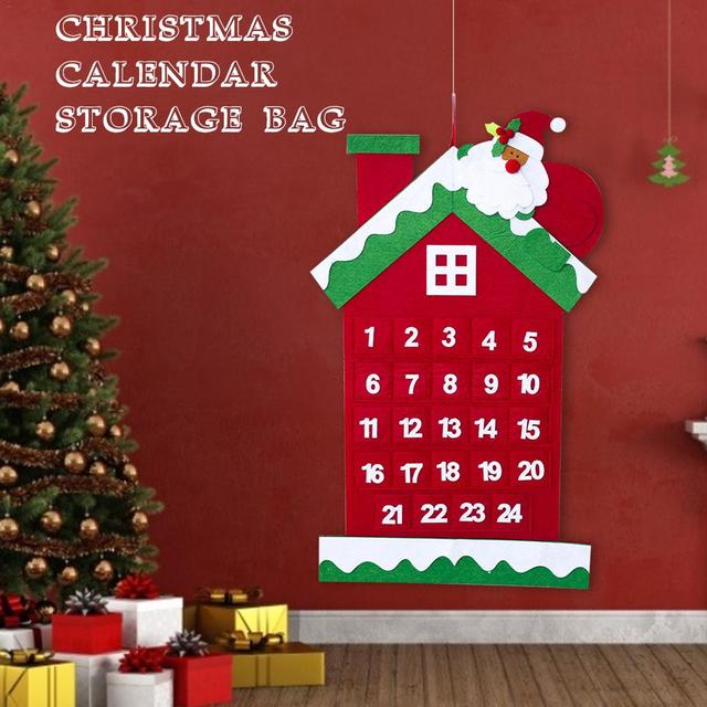 Kalendarz adwentowy w kształcie choinki z drzwiami, ścienny, ozdobiony wisiorkami na świąteczne dekoracje - Wianko - 5