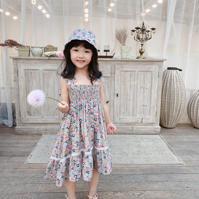 Sukienka dziecięca z nadrukiem kwiatowym, bez rękawów, w stylu wiśni, wiosenna kolekcja 2021 - Wianko - 9