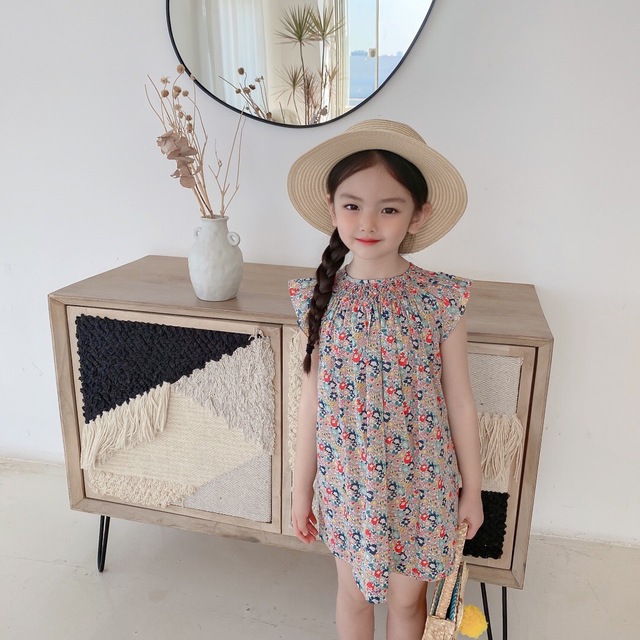 Sukienka dziecięca z nadrukiem kwiatowym, bez rękawów, w stylu wiśni, wiosenna kolekcja 2021 - Wianko - 2