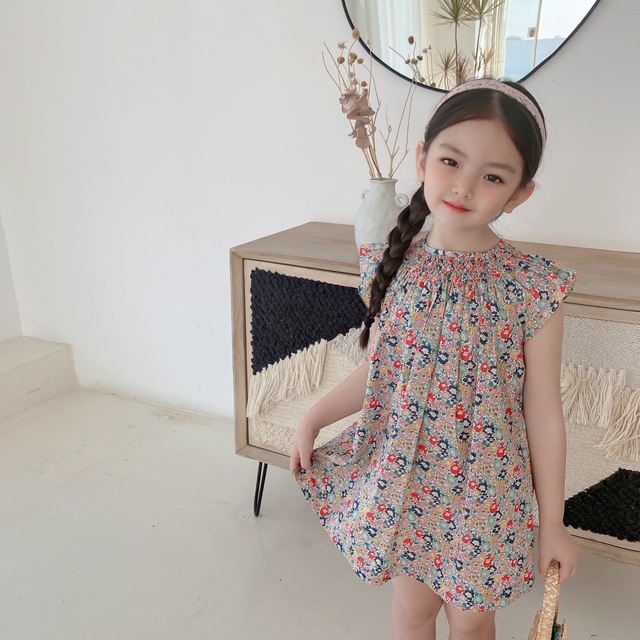 Sukienka dziecięca z nadrukiem kwiatowym, bez rękawów, w stylu wiśni, wiosenna kolekcja 2021 - Wianko - 7