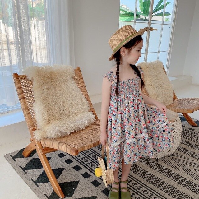 Sukienka dziecięca z nadrukiem kwiatowym, bez rękawów, w stylu wiśni, wiosenna kolekcja 2021 - Wianko - 20