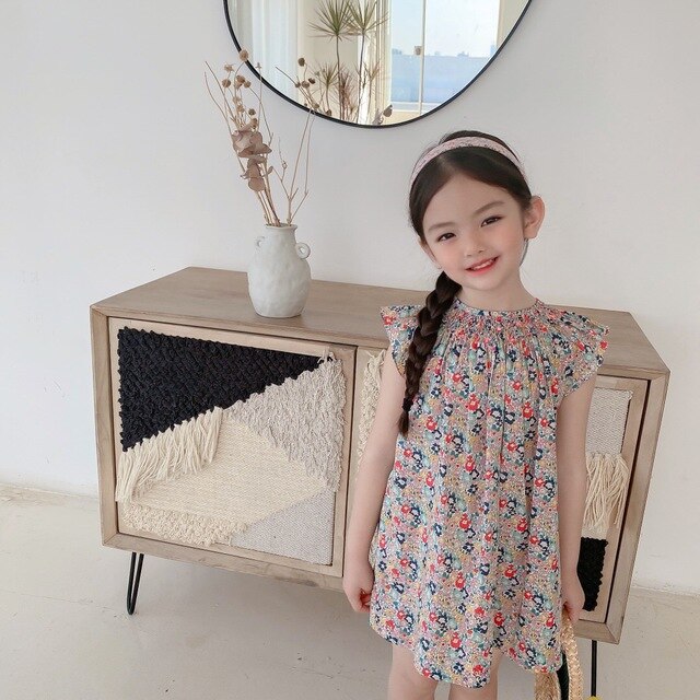 Sukienka dziecięca z nadrukiem kwiatowym, bez rękawów, w stylu wiśni, wiosenna kolekcja 2021 - Wianko - 8