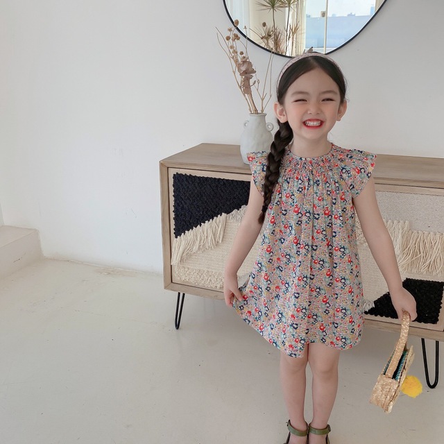 Sukienka dziecięca z nadrukiem kwiatowym, bez rękawów, w stylu wiśni, wiosenna kolekcja 2021 - Wianko - 3