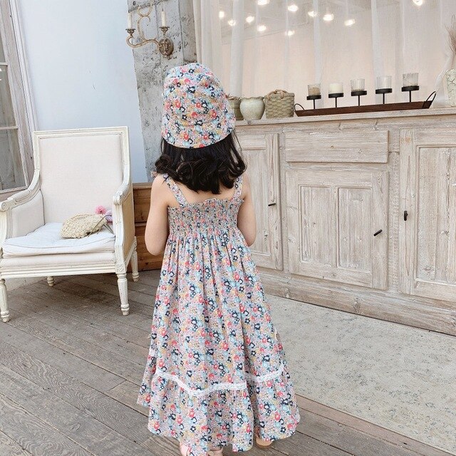 Sukienka dziecięca z nadrukiem kwiatowym, bez rękawów, w stylu wiśni, wiosenna kolekcja 2021 - Wianko - 12