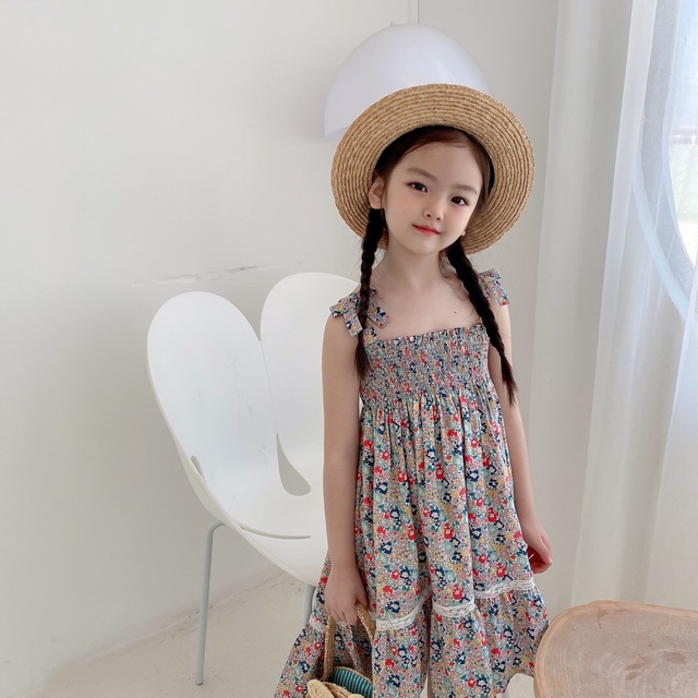 Sukienka dziecięca z nadrukiem kwiatowym, bez rękawów, w stylu wiśni, wiosenna kolekcja 2021 - Wianko - 15