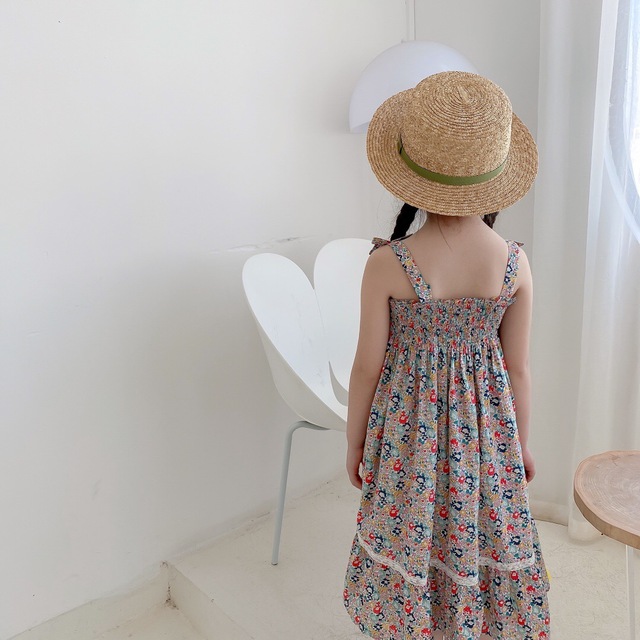Sukienka dziecięca z nadrukiem kwiatowym, bez rękawów, w stylu wiśni, wiosenna kolekcja 2021 - Wianko - 21