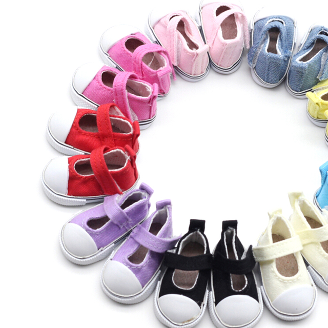 Brezentowe buty dla lalki - para o długości 5 cm, idealna jako prezent urodzinowy dla dziewczynki - Wianko - 4