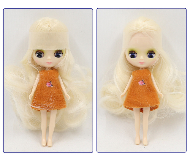 Mini lalka BJD DBS Blyth 10CM – normalne ciało, słodka dziewczynka w losowej sukience - Wianko - 4