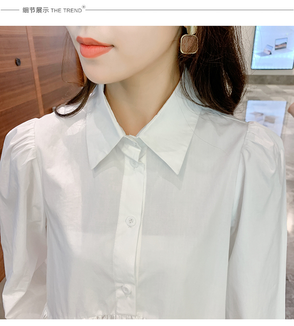 Białe bawełniane bluzki ciążowe z długim rękawem dla ciężarnych kobiet - duże rozmiary, luźna koszula sukienka - Wianko - 24