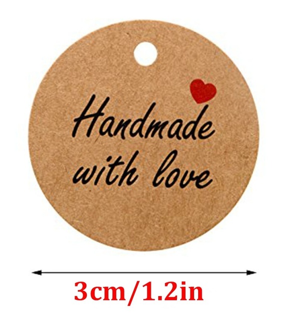 500 sztuk ręcznie wykonanych okrągłych tagów z naturalnego papieru Kraft w kolorze czerwonym, ozdobionych motywem miłości - idealne na wesele i dekorację małego sklepu - Wianko - 5
