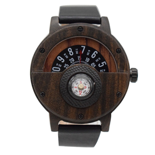Unikalny kompas gramofon numer projekt drewniany zegarek grawerowany dla kobiet i mężczyzn - Wianko - 2