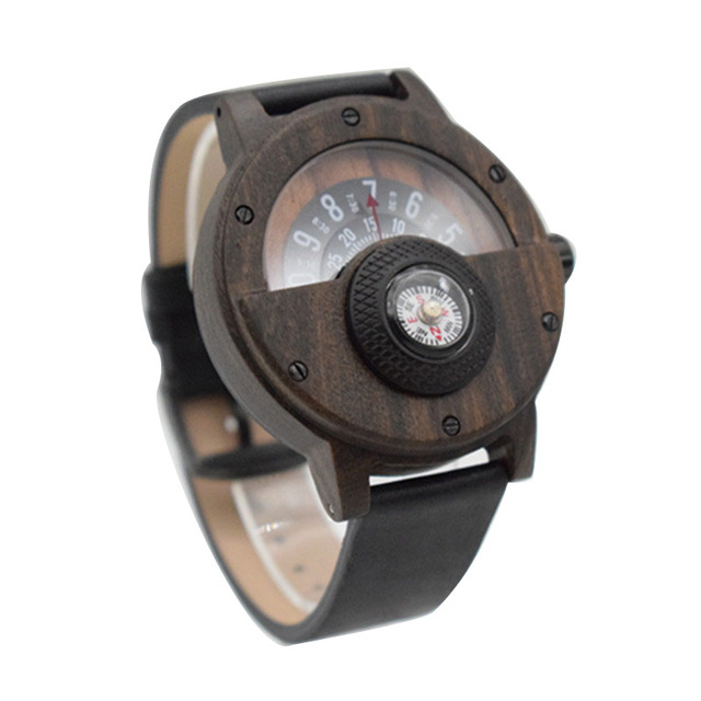 Unikalny kompas gramofon numer projekt drewniany zegarek grawerowany dla kobiet i mężczyzn - Wianko - 3