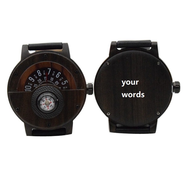 Unikalny kompas gramofon numer projekt drewniany zegarek grawerowany dla kobiet i mężczyzn - Wianko - 1