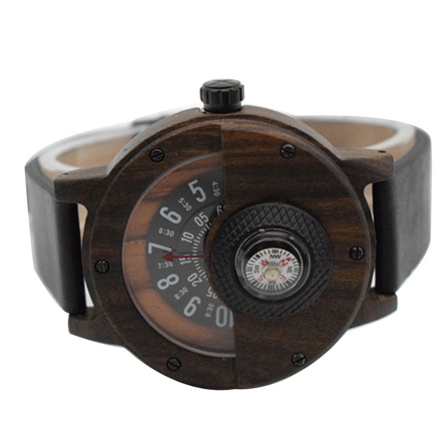 Unikalny kompas gramofon numer projekt drewniany zegarek grawerowany dla kobiet i mężczyzn - Wianko - 6